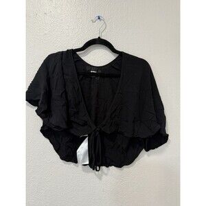Reformation Black Kimono Style Short Sleeve Women's Wrap Top Size Xs